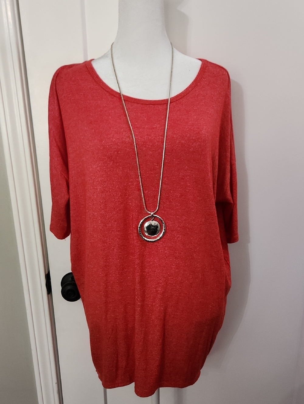 Red Soft High-Low T-Shirt Tunic